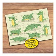 PZ143 Sevimli Timsah Kolyajı Çocuklara Özel Puzzle Yapboz Tablo