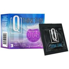 Q Thınk Thın Extra Ince 0.045 mm Prezervatif 3’lü Paket