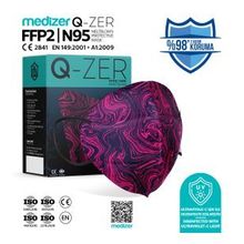 Q-Zer FFP2 N95 50'li Fuşya Desenli Maske