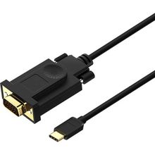 Qgeem QG-UA17 USB Type-C to 3 mt Siyah VGA Çevirici Kablo