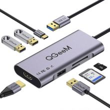 Qgeem QG-UH07-A Type-C HUB USB 3.0 HDMI 4K SD Kart 85 W 5120 Mbps Gri Çoğaltıcı ve Dönüştürücü