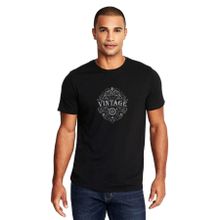 Qivi 1975 Vintage Baskılı Örme Erkek Siyah T-shirt