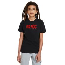 Qivi Acdc Logo Kırmızı Baskılı Unisex Çocuk Siyah T-shirt