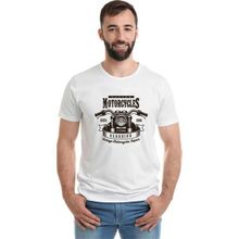 Qivi American Moto Costum Classics Baskılı Beyaz Erkek Örme T-shirt