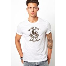 Qivi American Moto Costum Special Baskılı Beyaz Erkek Örme T-shirt