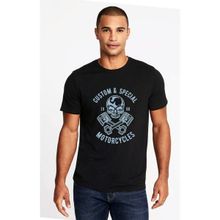 Qivi American Moto Costum Special Baskılı Siyah Erkek Örme T-shirt