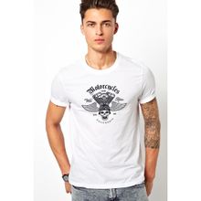 Qivi American Motor Wild Rides Baskılı Baskılı Beyaz Erkek Örme T-shirt
