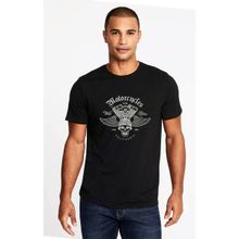 Qivi American Motor Wild Rides Baskılı Siyah Erkek Örme T-shirt
