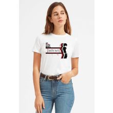 Qivi Anime Death Note Baskılı Örme Beyaz Kadın T-shirt
