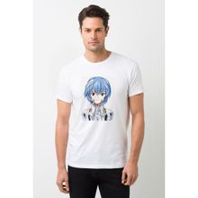Qivi Anime Evangelion Baskılı Baskılı Beyaz Erkek Örme T-shirt