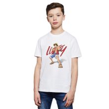 Qivi Anime Luffy One Piece Baskılı Beyaz Erkek Çocuk T-shirt