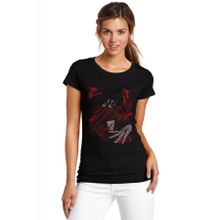 Qivi Anime One Punch Man Baskılı Örme Siyah SFK0638KDNTS Kadın T-shirt