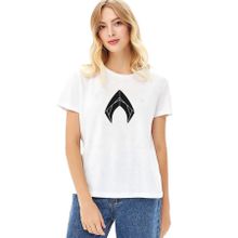 Qivi Aquaman Symbol Stencil ThumbBaskılı Beyaz Örme Kadın T-shirt