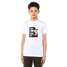 Qivi Araba Mini Baskılı Unisex Çocuk Beyaz T-shirt