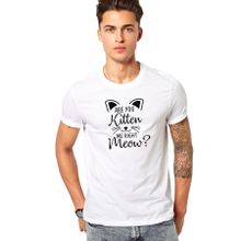 Qivi are You Kitten Me Right Meow Baskılı Beyaz Erkek T-shirt
