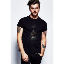Qivi Assassin's Creed Baskılı Siyah Erkek Örme T-shirt