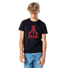 Qivi Atari Logo Baskılı Unisex Çocuk Siyah T-shirt