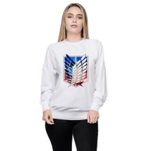 Qivi BGA0298-KDNSW Anime Attack On Titan Baskılı Örme Kadın Beyaz Sweatshirt