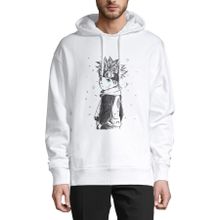 QIVI BGA0839-ERKKP Anime Naruto Baskılı Beyaz Erkek Uzun Kol Örme Sweatshirt