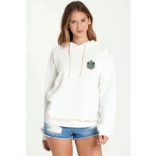 Qivi BGA2017-KDNSW Hogwarts Slytherin Baskılı Beyaz Kadın Uzun Kol Örme Sweatshirt