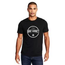 Qivi Bike Addict Logo Baskılı Siyah Erkek Örme T-shirt