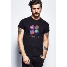 Qivi BTS Wings K Pop Baskılı Siyah Erkek Örme T-shirt