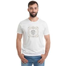 Qivi Burç Aslan Leo Baskılı Beyaz Erkek Örme T-shirt