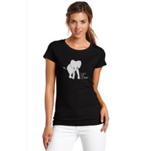 Qivi Cage The Elephant Baskılı Siyah Kadın Örme T-shirt