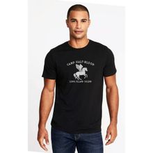 Qivi Camp Half Blood Long Island Sound Baskılı Siyah Erkek Örme T-shirt