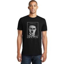 Qivi Charlie Chaplie Portre Baskılı Siyah Erkek Örme T-shirt