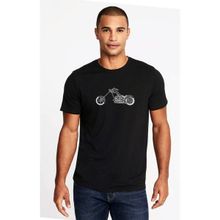 Qivi Classic Motor Rock Metal Baskılı Siyah Erkek Örme T-shirt