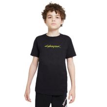 Qivi Cyberpunk Baskılı Unisex Çocuk Siyah T-shirt