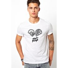 Qivi Daft Punk Helmet Baskılı Beyaz Erkek T-shirt