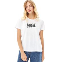Qivi Depraver Logo Baskılı Örme Beyaz Kadın T-shirt