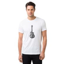 Qivi Drawing Classic Guitar Baskılı Beyaz Erkek T-shirt