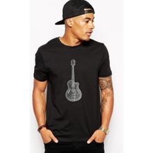 Qivi Drawing Classic Guitar Baskılı Siyah Erkek Örme T-shirt