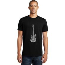 Qivi Drawing Elektro Guitar Red Baskılı Siyah Erkek Örme T-shirt