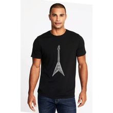 Qivi Drawing Rock Guitar Baskılı Siyah Erkek Örme T-shirt