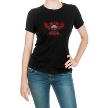 Qivi Dream Theater Logo Star Baskılı Örme Siyah Kadın T-shirt
