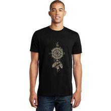 Qivi Dreamcatcher Pusula Baskılı Siyah Erkek Örme T-shirt