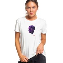 Qivi Eleven Mor Baskılı Beyaz Kadın Örme T-shirt