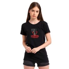 Qivi Eleven Üçgen Baskılı Siyah Kadın Örme T-shirt