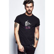 Qivi Elvis Presley The Legend Baskılı Siyah Erkek Örme T-shirt