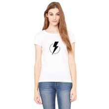 Qivi Flash Lightning Baskılı Beyaz Örme Kadın T-shirt