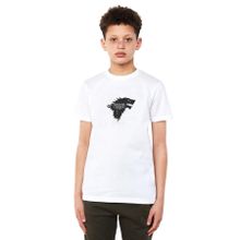 Qivi G O T Stark Baskılı Unisex Çocuk Beyaz T-shirt