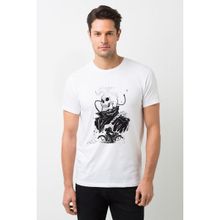 Qivi Ghost Rider Motorsikletci Rider Skull Kurukafa Baskılı Beyaz Erkek Örme T-shirt