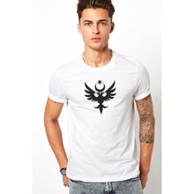 Qivi Göktürk Türk Selçuklu Kartalı Baskılı Beyaz Erkek Örme T-shirt