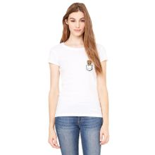 Qivi Groot Baby Cep Baskılı Beyaz Kadın Örme T-shirt