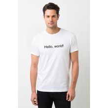 Qivi Hello World Baskılı Beyaz Erkek T-shirt