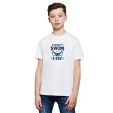 Qivi I Dont Swim I Fly Baskılı Unisex Çocuk Beyaz T-shirt